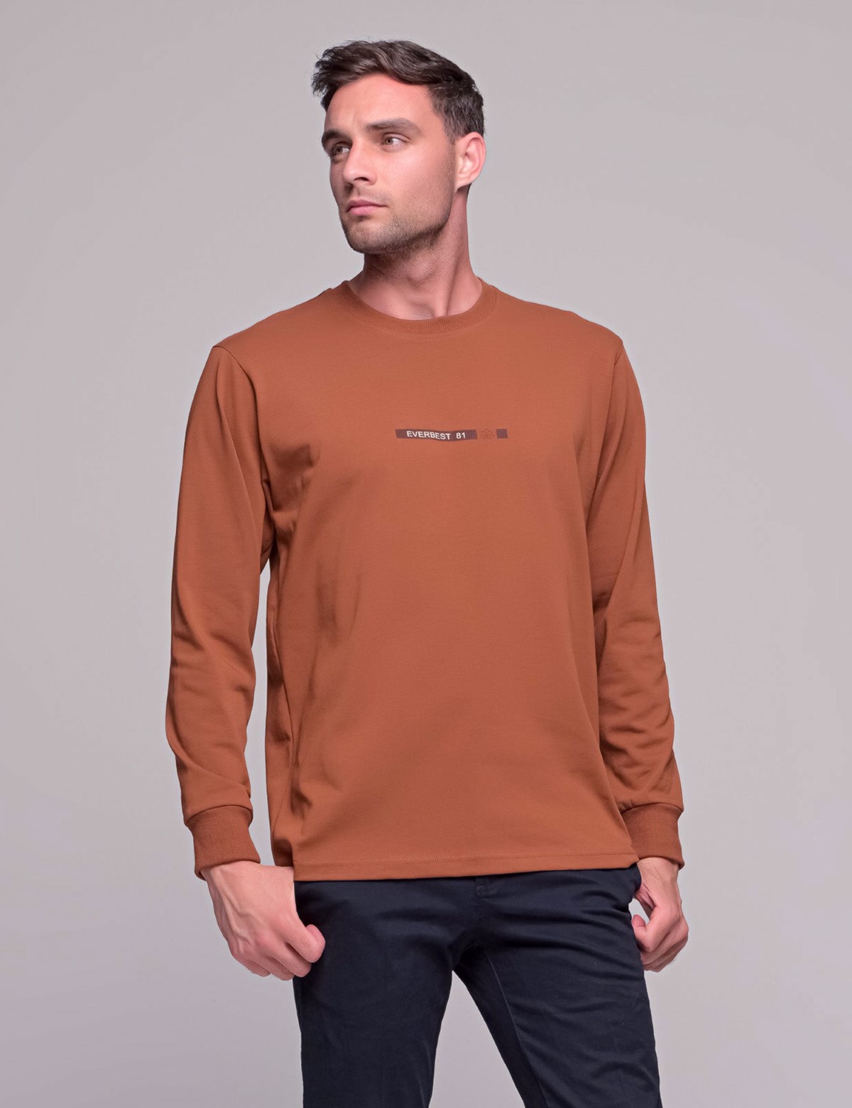 Everbest ανδρική Camel μακρυμάνικη μπλούζα Plus Size 2310180K φωτογραφία